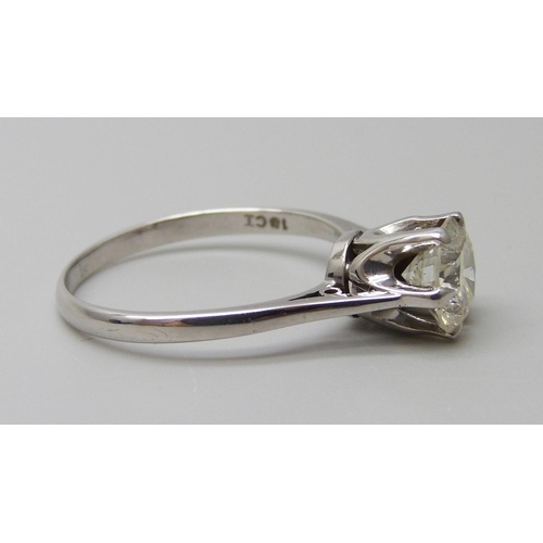 7031 - An 18ct white gold diamond solitaire ring with Birmingham gemology lab report confirming natural dia... 