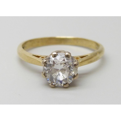 7039 - An 18ct gold diamond solitaire ring, approximately 0.6ct, 3g, N