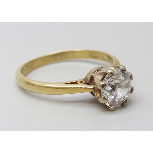 7039 - An 18ct gold diamond solitaire ring, approximately 0.6ct, 3g, N