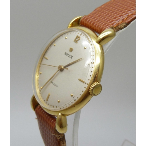 7042 - An 18ct gold Rolex Precision wristwatch, the case back marked 514987 and engraved with the Rolex log... 