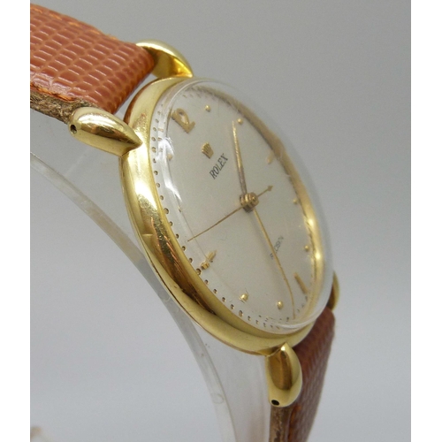 7042 - An 18ct gold Rolex Precision wristwatch, the case back marked 514987 and engraved with the Rolex log... 