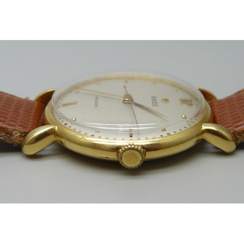 7042 - An 18ct gold Rolex Precision wristwatch, the case back marked 514987 and engraved with the Rolex log... 