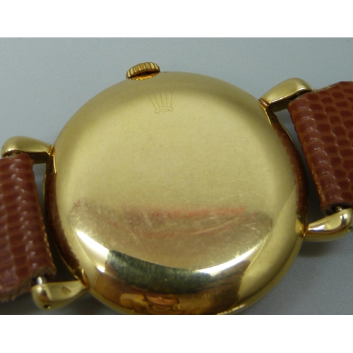 7042 - An 18ct gold Rolex Precision wristwatch, the case back marked 514987 and engraved with the Rolex log... 