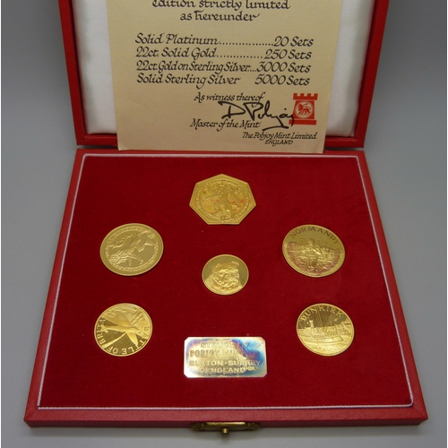 7066 - A 22ct gold coin set - Centenary of Sir Winston Churchill 1874-1974 commemorative medallions, limite... 