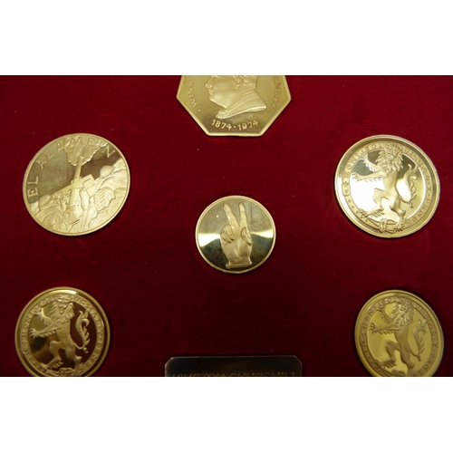 7066 - A 22ct gold coin set - Centenary of Sir Winston Churchill 1874-1974 commemorative medallions, limite... 