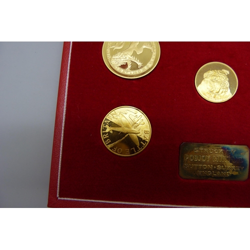 7066 - A 22ct gold coin set - Centenary of Sir Winston Churchill 1874-1974 commemorative medallions, limite... 