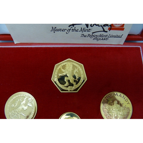 7066 - A 22ct gold coin set - Centenary of Sir Winston Churchill 1874-1974 commemorative medallions, limite... 