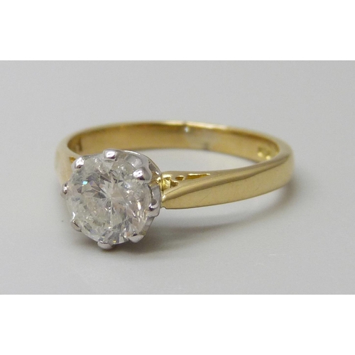 7084 - An 18ct gold diamond solitaire ring, approximately 1.01ct, 3g, K