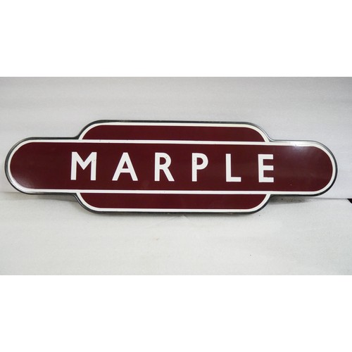 9014 - A fully flanged totem station sign BR(M) MARPLE. Original paint in good condition. To be sold with n... 