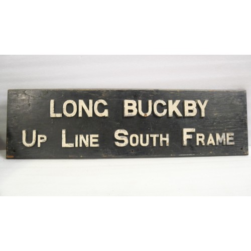 9058 - BR(M) signalling sign LONG BUCKBY UP LINE SOUTH FRAME from the former LNWR on the Northampton loop o... 