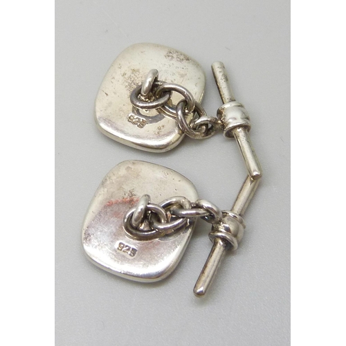 7120 - A pair of silver and mother of pearl cufflinks, 7.2g