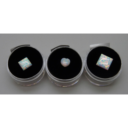 7143 - An opal heart and two opalite square stones