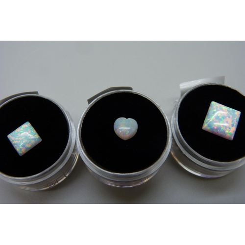 7143 - An opal heart and two opalite square stones