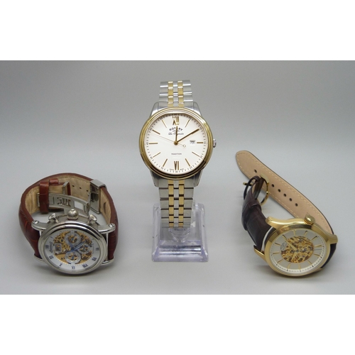 7170 - Two Rotary dress watches and an Ingersoll Chronograph wristwatch