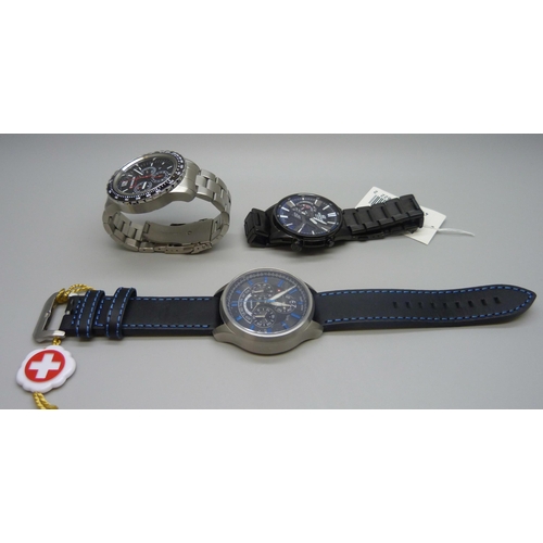 7172 - A Wenger wristwatch, an Edifice Casio and Scania