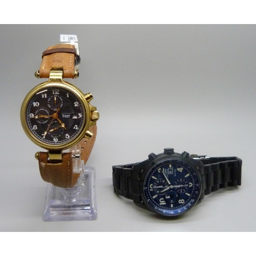 7177 - A Stauer chronograph wristwatch and a Citizen Eco-Drive wristwatch