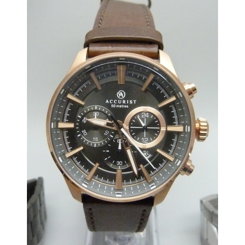 7178 - Three Accurist wristwatches including a chronograph