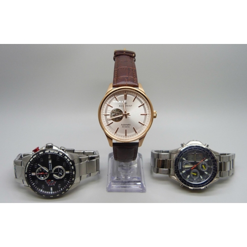 7179 - Three wristwatches including chronographs - two Accurist and a Sekonda