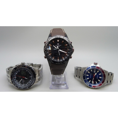 7188 - Three Accurist wristwatches including Sky Master