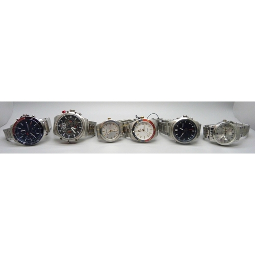 7190 - A collection of wristwatches including Pulsar, Police and Hilfiger