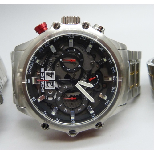 7190 - A collection of wristwatches including Pulsar, Police and Hilfiger