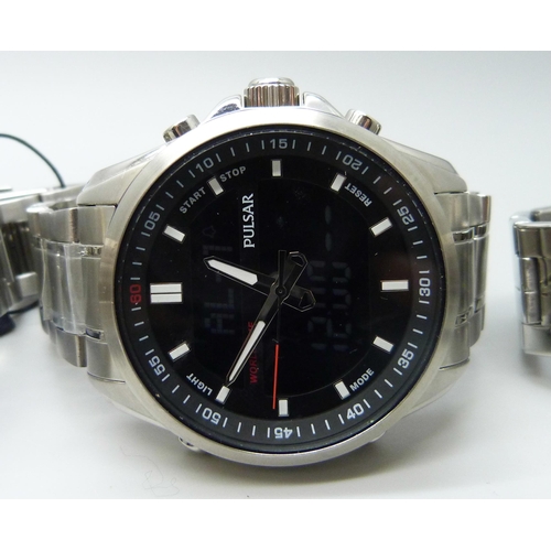 7190 - A collection of wristwatches including Pulsar, Police and Hilfiger