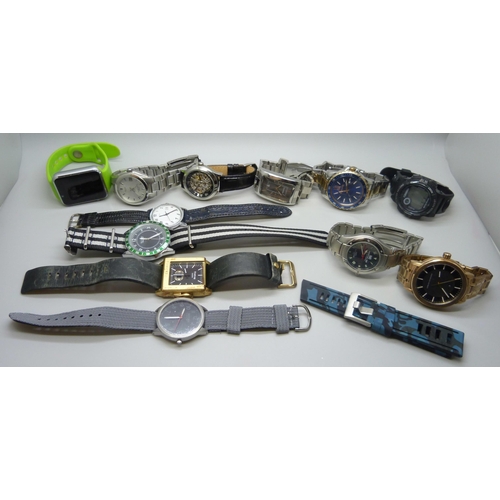 7194 - A collection of wristwatches including Armani Exchange, Timex, Police, Pulsar, etc.