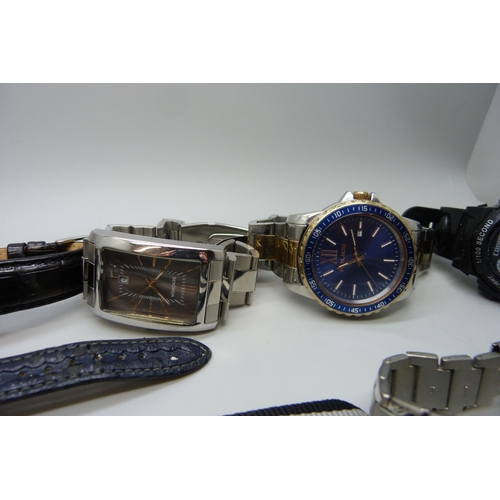 7194 - A collection of wristwatches including Armani Exchange, Timex, Police, Pulsar, etc.