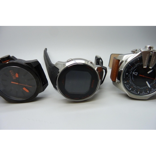 7195 - A collection of wristwatches including Diesel, Storm, Pulsar, etc.