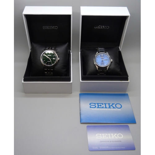 7197 - Two Seiko wristwatches including blue dial Solar, both boxed