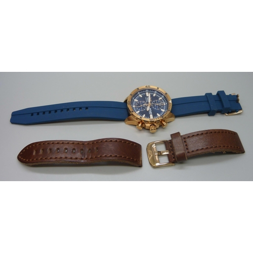 7198 - Two wristwatches including a Vostok Europe Space Station chronograph watch with extra leather strap,... 