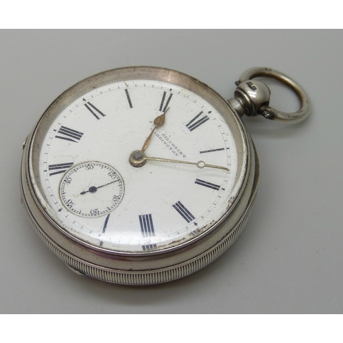 7204 - A silver cased pocket watch, J. G. Gilchrist, Haddington, hallmarked Chester 1900, inner case person... 