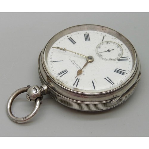 7204 - A silver cased pocket watch, J. G. Gilchrist, Haddington, hallmarked Chester 1900, inner case person... 