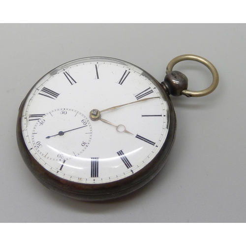 7207 - A silver cased pocket watch, London 1847, dial a/f