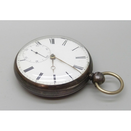 7207 - A silver cased pocket watch, London 1847, dial a/f