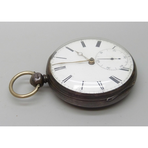 7207 - A silver cased pocket watch, London 1847, dial a/f