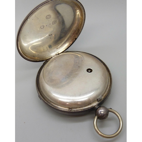 7207 - A silver cased pocket watch, London 1847, dial a/f