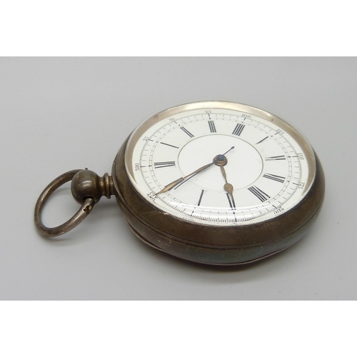 7211 - A .935 silver cased centre seconds pocket watch