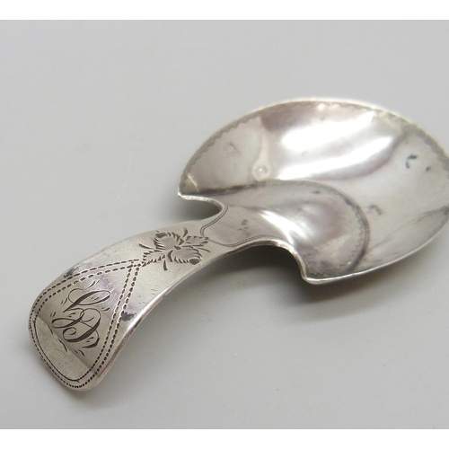 7218 - A Georgian silver caddy spoon, 1806 or 1807, Birmingham, 6.7g, 6.7cm