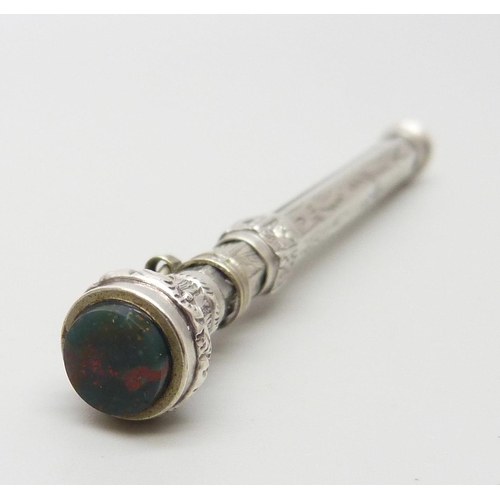 7229 - A silver covered model of a swan, hallmarked and stamped 'filled', a white metal propelling pencil s... 