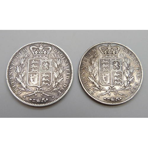 7245 - Two Victorian crowns - 1844 and 1845