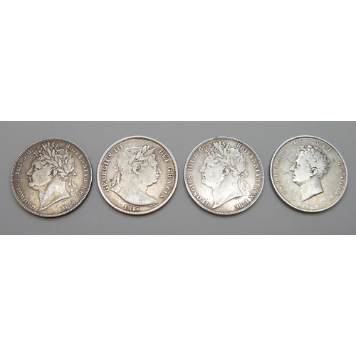 7250 - Four half-crowns - George III 1817, and George IV 1820, 1823 and 1826