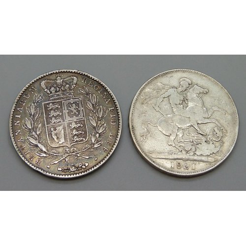 7253 - Two crowns - George IV 1821 and Victoria 1844