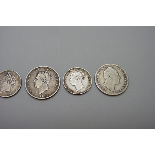 7256 - Six 19th Century silver coins