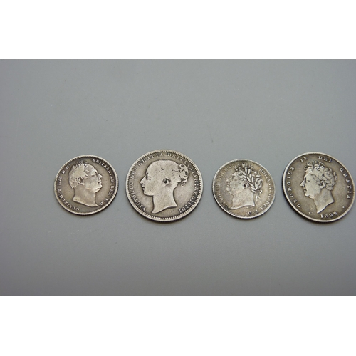 7256 - Six 19th Century silver coins