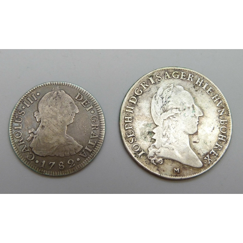 7266 - A Joseph II 1790 coin and a Carolus III 1782 coin