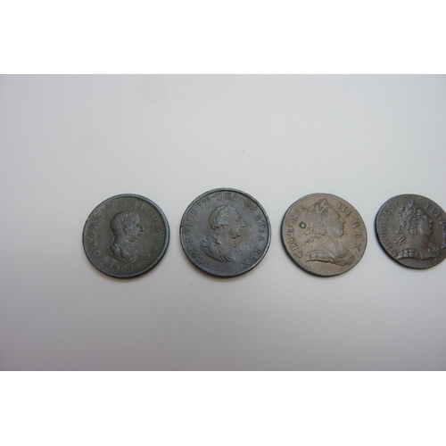 7267 - Six George III coins - 1771, 1772, 1773, 2x 1799 and 1806