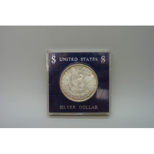 7284 - An 1884 US silver one dollar coin, New Orleans mint