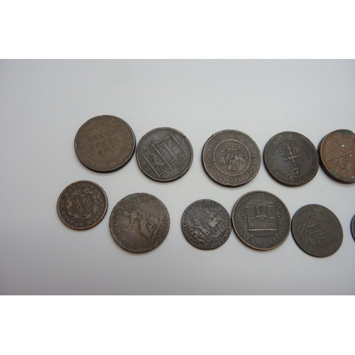 7288 - An 1813 Nottingham penny token, Birmingham, Birmingham and South Wales, other tokens and a US 1837 o... 