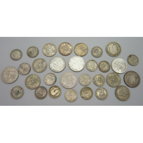 7291 - A collection of silver coins, 71g of pre 1920 and 260g of 1920 to 1946